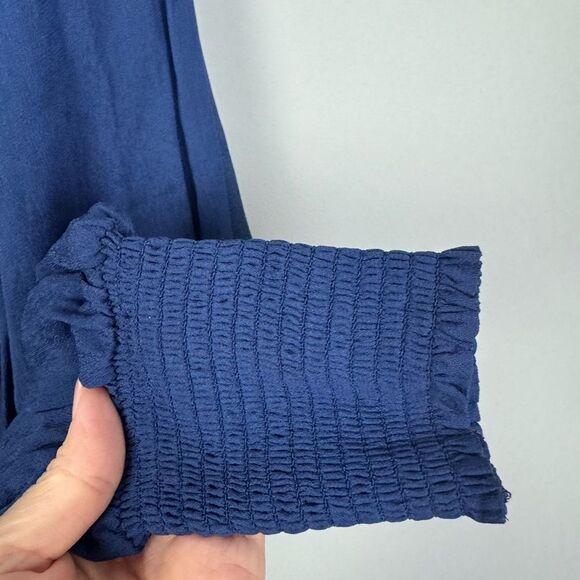 LILLY PULITZER | NEW Ellielynn Sheer Long Sleeve Navy Blue Blouse Women’s Size 2 - Picture 7 of 11